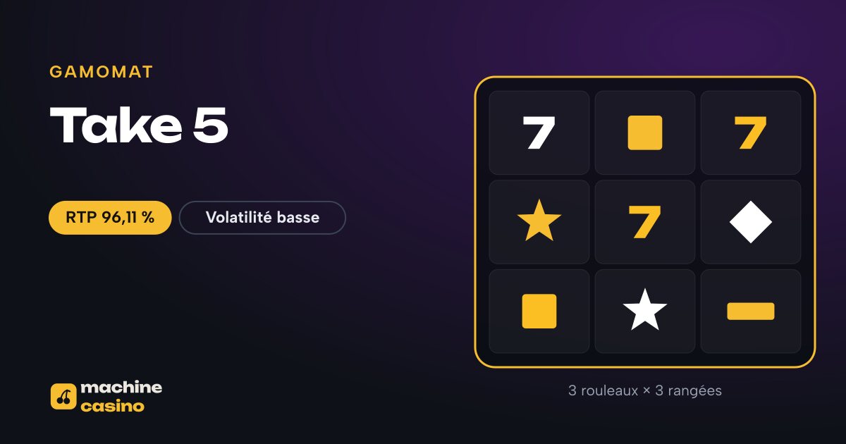 Visuel de Take 5 : 3 rouleaux × 3 rangées, RTP 96,11 %