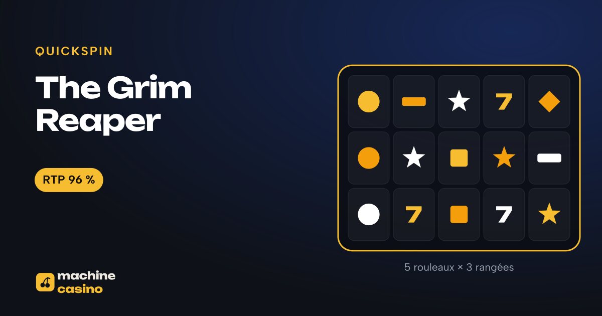 Visuel de The Grim Reaper : 5 rouleaux × 3 rangées, RTP 96 %