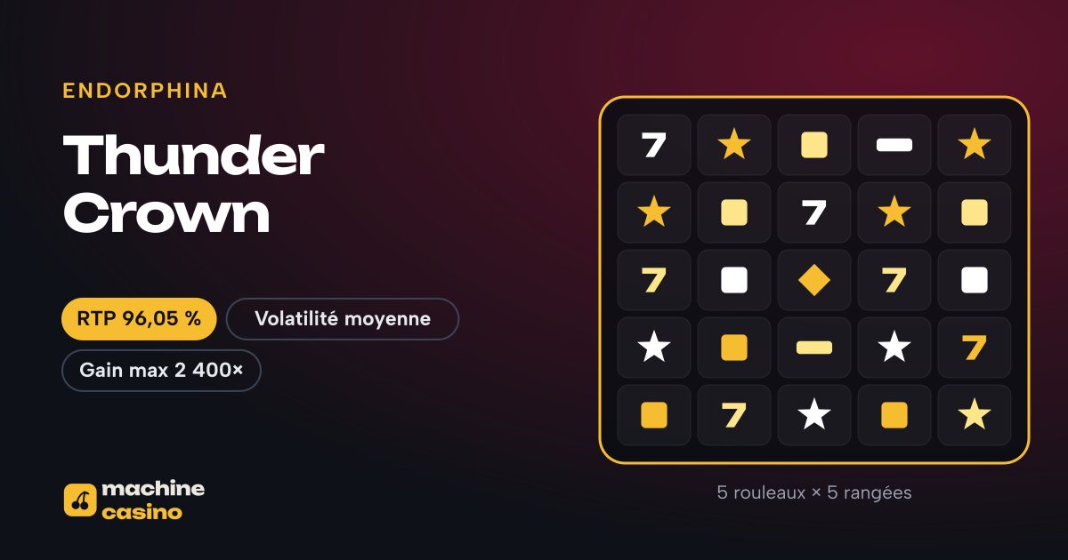 Visuel de Thunder Crown : 5 rouleaux × 5 rangées, RTP 96,05 %