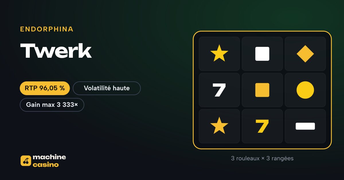 Visuel de Twerk : 3 rouleaux × 3 rangées, RTP 96,05 %