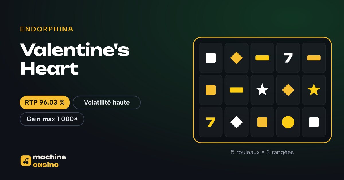 Visuel de Valentine's Heart : 5 rouleaux × 3 rangées, RTP 96,03 %