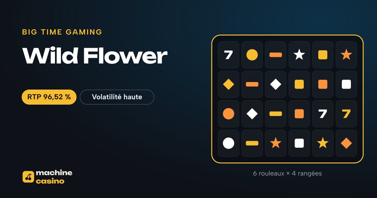 Visuel de Wild Flower : 6 rouleaux × 4 rangées, RTP 96,52 %