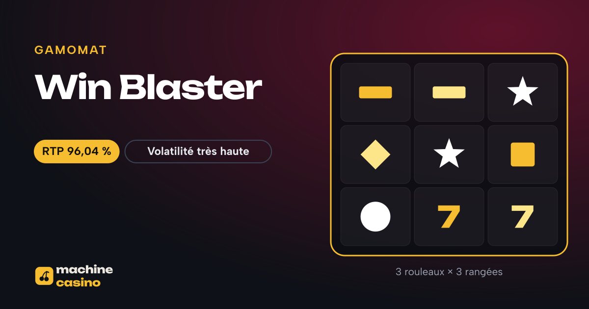 Visuel de Win Blaster : 3 rouleaux × 3 rangées, RTP 96,04 %